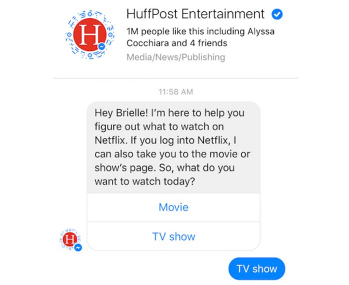 Huffington Post is an example of chatbot success